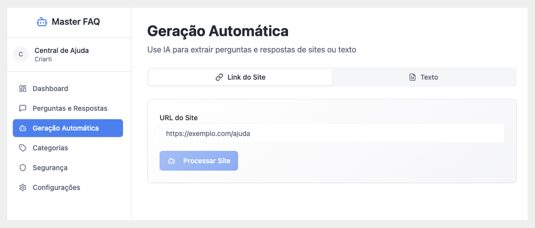 MasterFAQ Interface